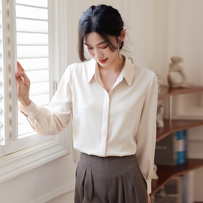 Áo Sơ Mi Satin Cao Cấp Tay Dài Dáng Rộng Thời Trang Xuân Thu Dành Cho Nữ