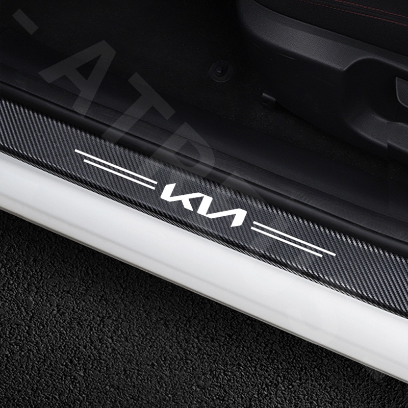 Miếng dán cửa ô tô kia mới miếng dán bảo vệ da bằng sợi carbon ngưỡng tự động chống trầy xước cho kia sonet sportage sorento rio picanto seltos carens grand carnival sedona