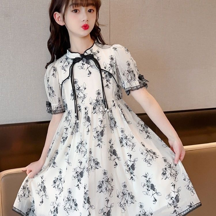 Đầm Sườn Xám In Họa Tiết Thời Trang Mùa Hè Mới Cho Bé Gái