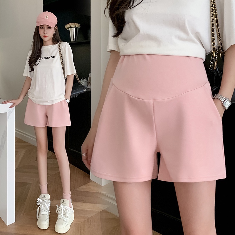 Quần dành cho bà bầu seluar mengandung quần short dành cho phụ nữ mang thai cho mùa hè áo khoác ngoài thời trang mỏng thắt lưng cao ba chiều rộng rãi thể thao cotton cho trang phục mùa hè
