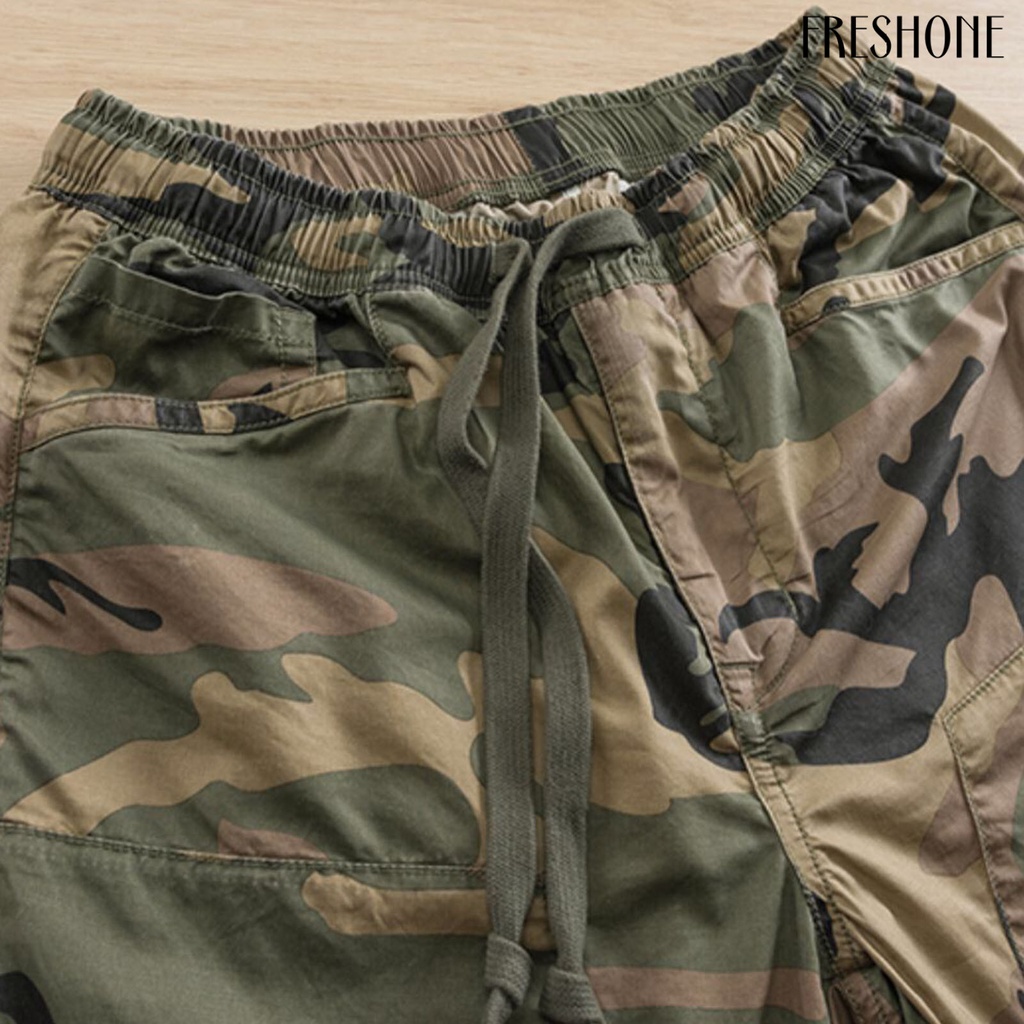 Quần nam ngụy trang in thun thắt lưng quần chở hàng thông thường cho mùa hè