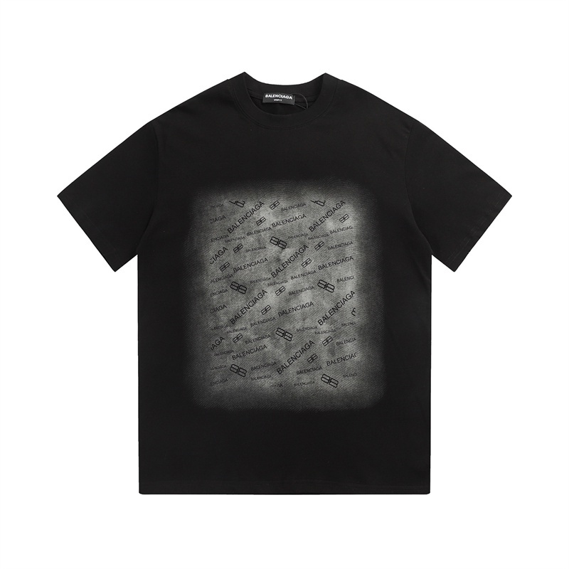 Xu hướng cổ điển ba666b mặt trước và mặt sau monogram print couples thời trang cotton t-shirt thể thao thông thường áo ngắn tay cộng với kích thước unisex