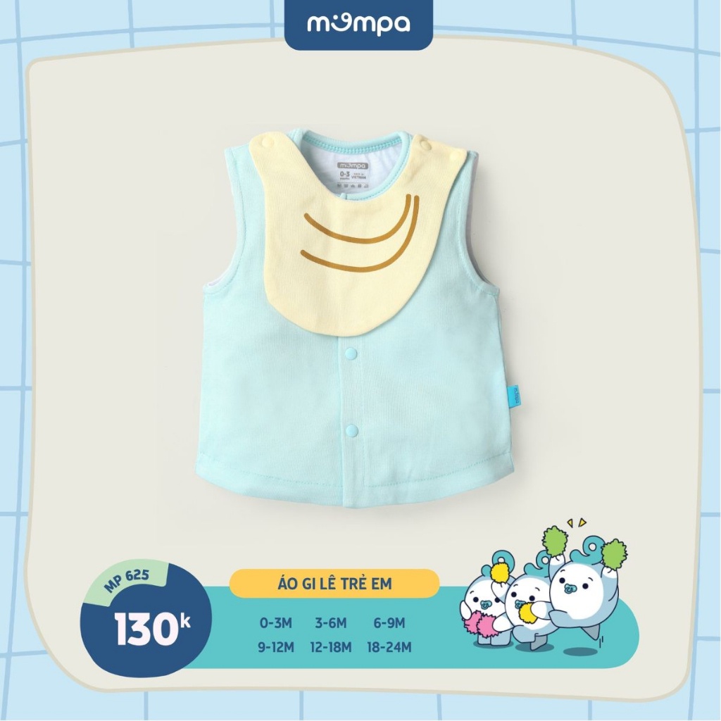 Áo gile sơ sinh cho bé Mompa 0-24 tháng cúc giữa vải cotton nỉ giữ ấm mềm mại thoáng khí MP 625