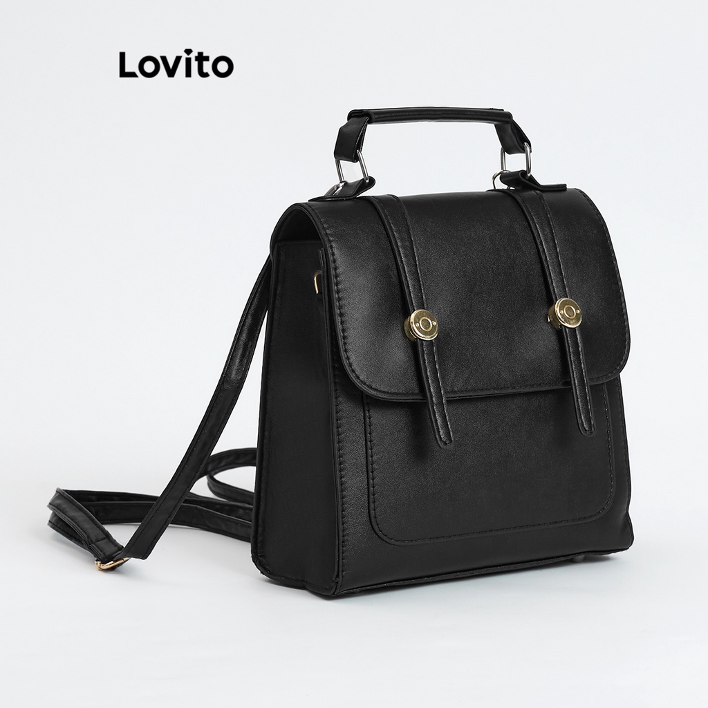 Balo Lovito màu trơn phối kim loại phong cách Preppy cho nữ L60AD122