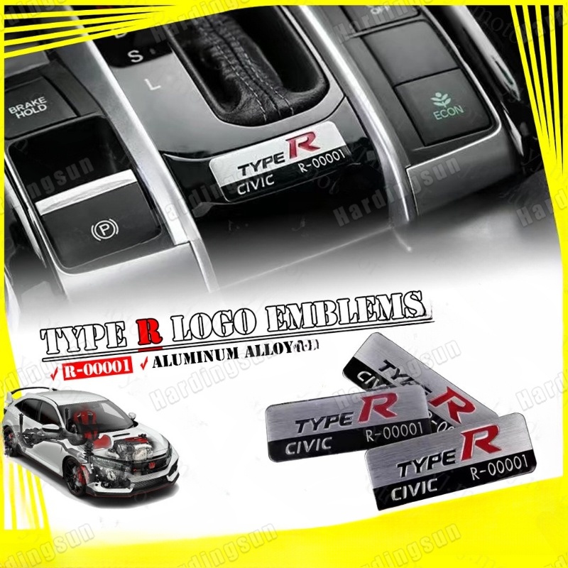 Đối với honda civic biểu tượng logo huy hiệu loại r phong cách bảng điều khiển bánh răng vô lăng trang trí phụ kiện nội thất