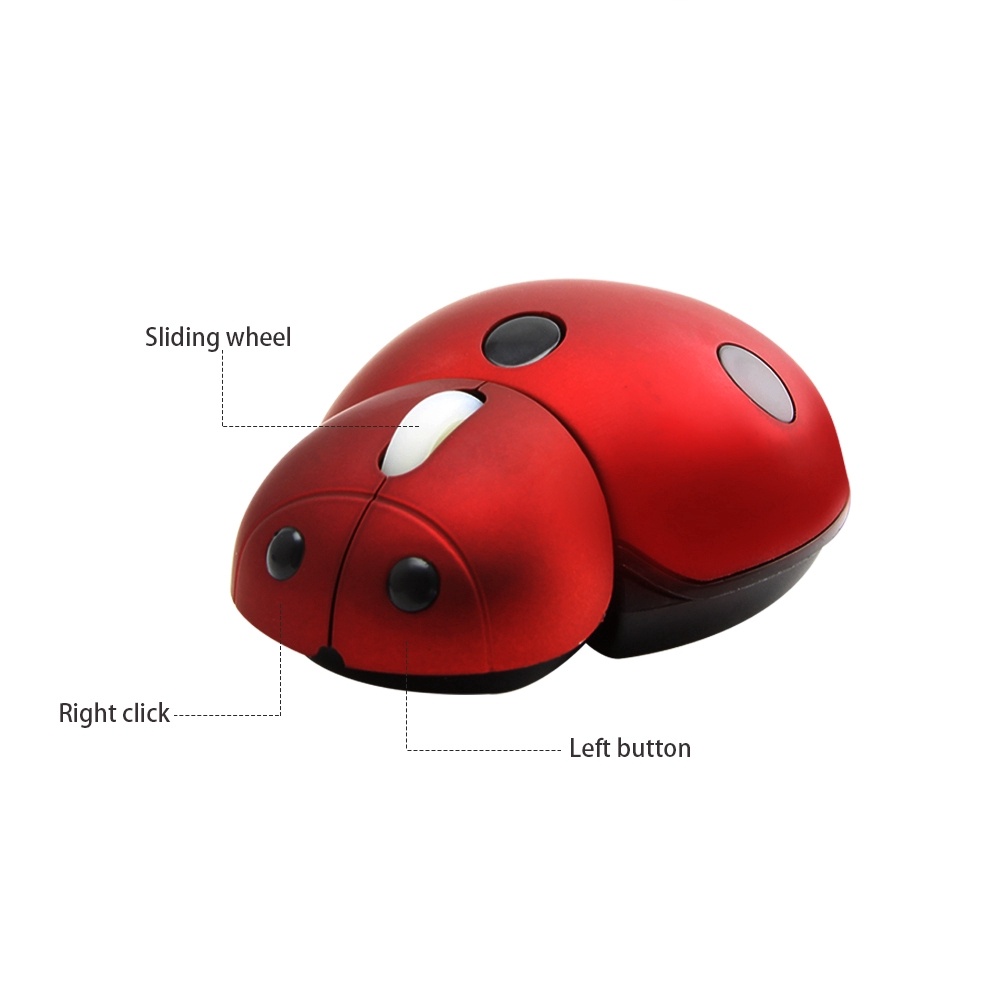 Chuột không dây 2.4ghz phim hoạt hình bọ rùa chuột không dây cho trẻ em văn phòng pc máy tính xách tay chuột