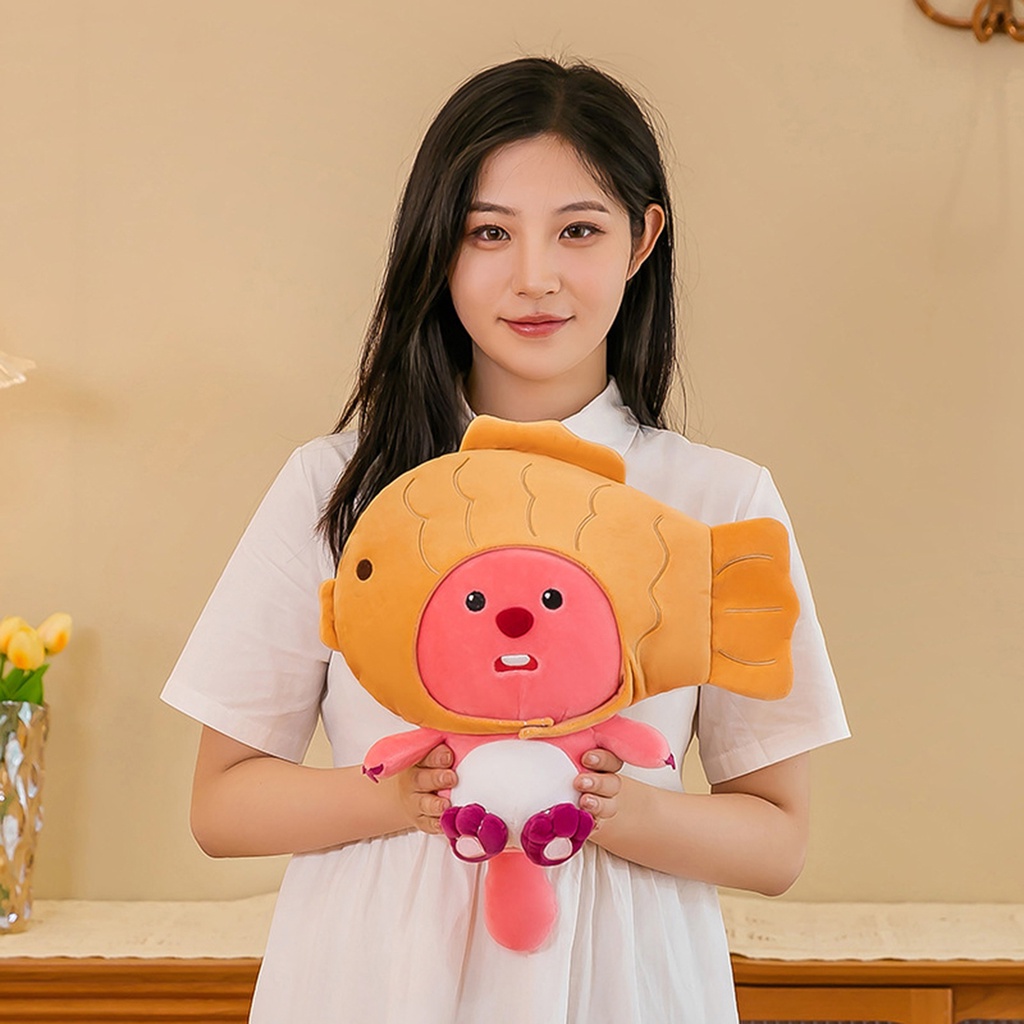 Hải ly dễ thương ruby loopy 35-60 cm đồ chơi sang trọng màu hồng phim hoạt hình anime nhồi bông búp bê màu hồng trang trí dễ thương quà tặng sinh nhật