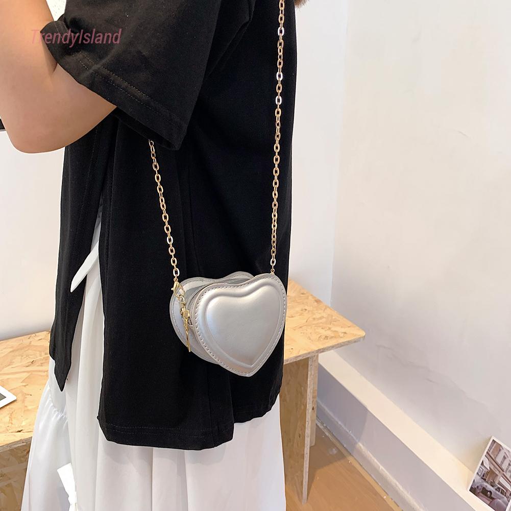 Túi đeo chéo mini mới dành cho nữ cô gái dây chuyền da trái tim túi xách