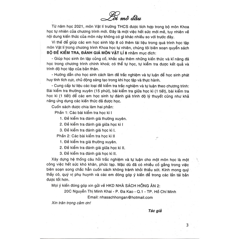 Sách - Đề Kiểm Tra, Đánh Giá Vật Lí 8 - Khoa Học Tự Nhiên (Bám Sát SGK Kết Nối Tri Thức Với Cuộc Sống) - HA