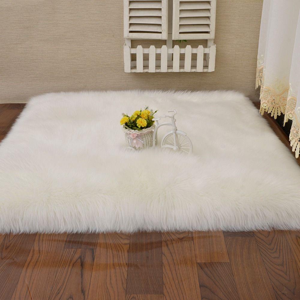 Btlimer Thảm Lông Nhung Lông Mềm Mịn Hình Vuông Lót Ghế sofa Trang Trí Nhà Cửa