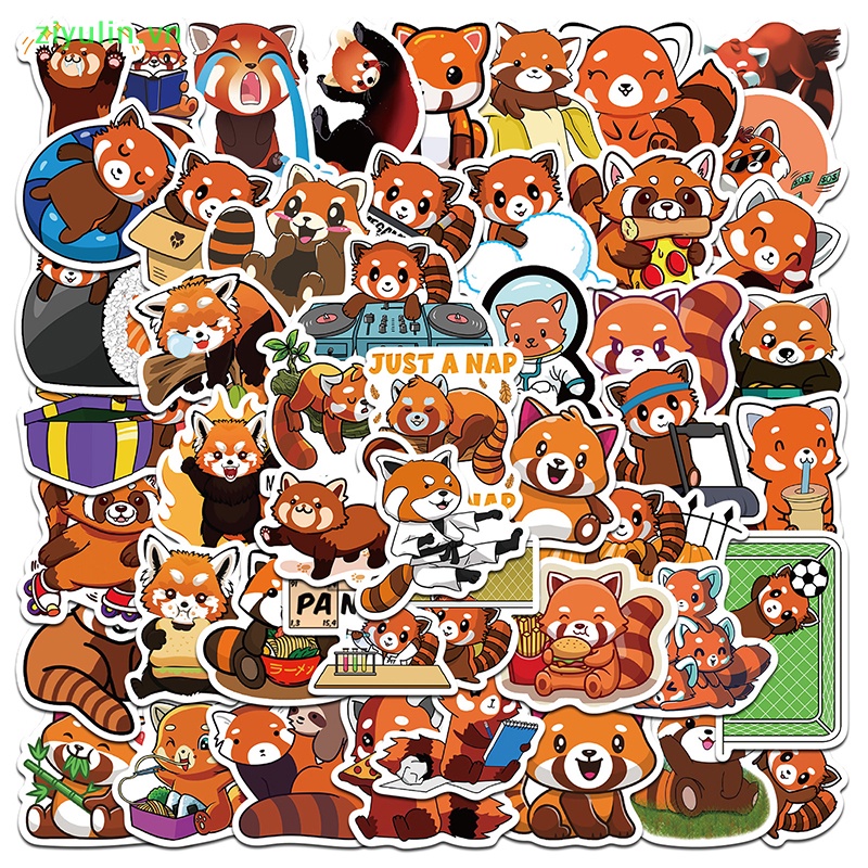 Ziyulin 50 cái dễ thương gấu trúc đỏ graffiti trang trí hành lý sổ tay không thấm nước sticker vn