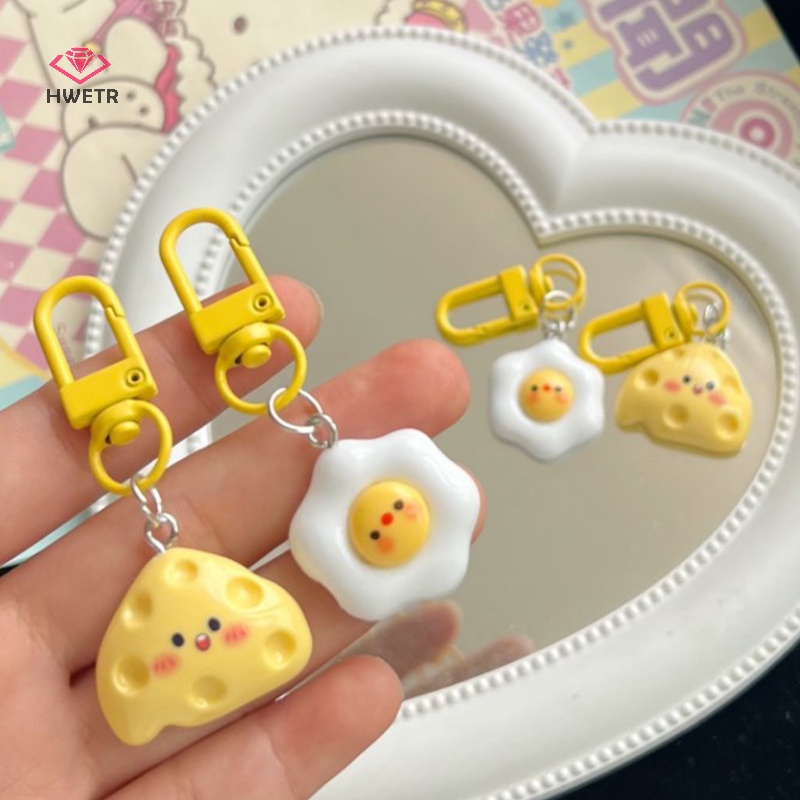 Hwetr dễ thương trứng luộc mặt dây chuyền phô mai móc khóa vui nhộn kawaii phim hoạt hình mô phỏng thực phẩm móc chìa khóa đồ chơi trẻ em quà tặng khuyến mãi mới