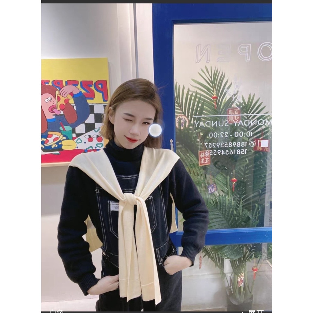 Khăn choàng dệt kim với vai phụ nữ trang trí bên ngoài cổ áo giả bảo vệ cổ mùa xuân khăn choàng ghi lê