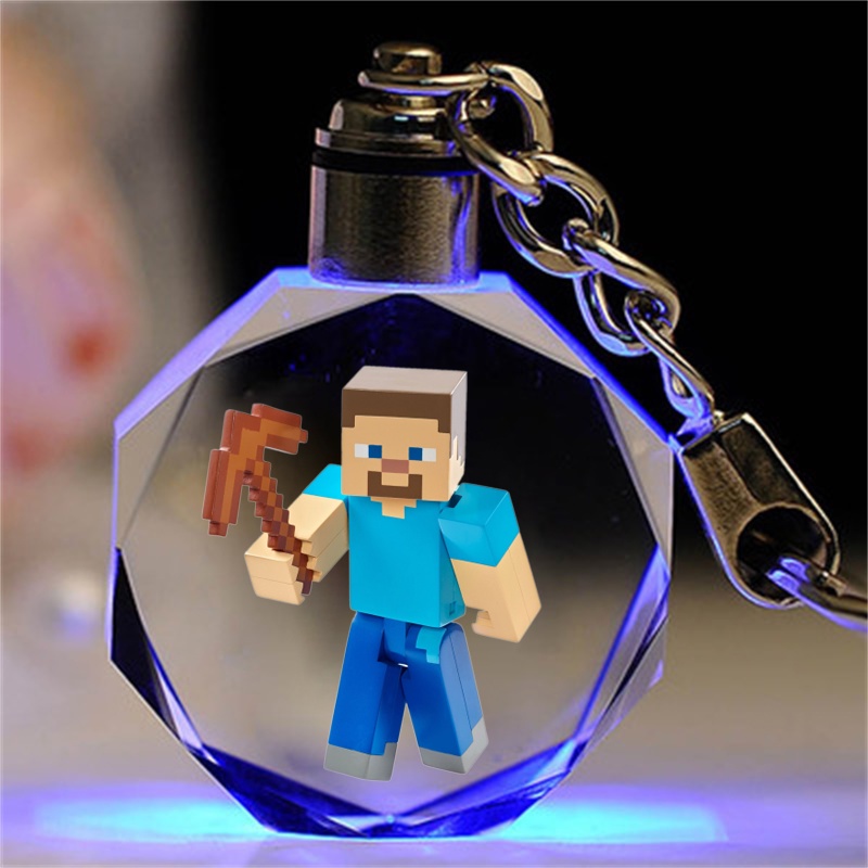 Minecraft pha lê móc chìa khóa phim hoạt hình mặt dây chuyền lưu niệm anime vòng chìa khóa wither enderman