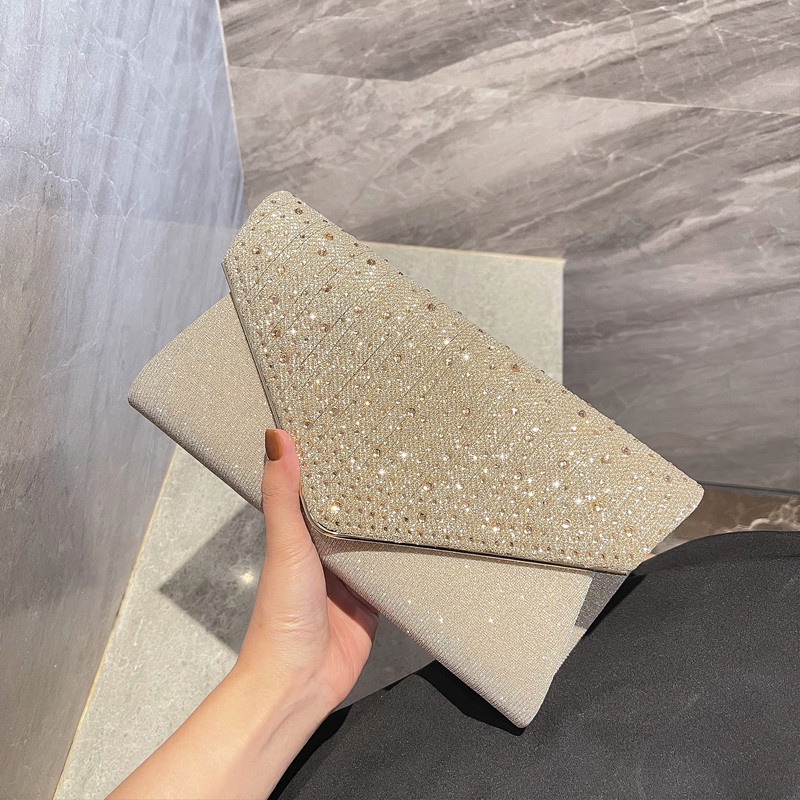 Túi Ví Nữ Cầm Tay Clutch Đính Đá Đi Tiệc Sang Trọng Bản To Phong Cách Thời Trang Hàn Quốc_TX16
