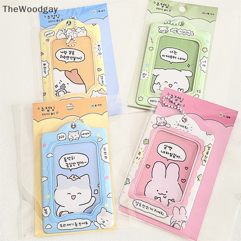 Thewoodgay fashion korea 3 inch photocard holder kpop card keychain mặt dây chuyền thần tượng chủ thẻ xe buýt ngân hàng id thẻ bìa đồ dùng học sinh en