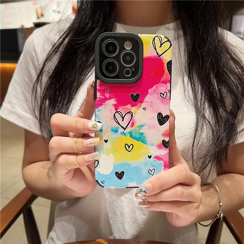 Graffiti heart case tương thích cho iphone 11 12 13 14 pro max soft tpu case xs max xr se2 7plus 8plus phone cover