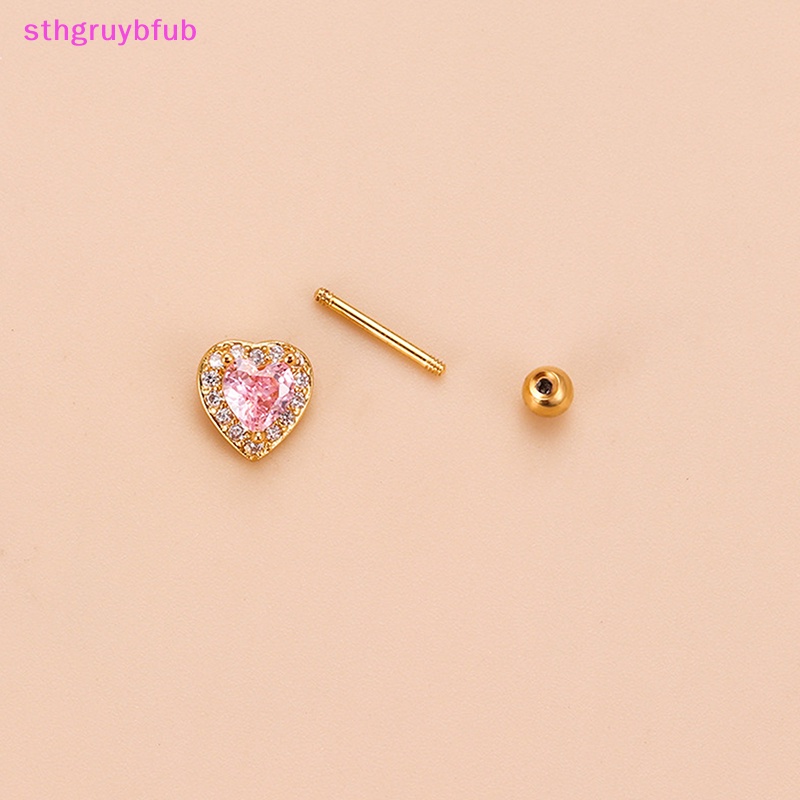 Sthb 1 mảnh bông tai đinh tán thanh mỏng bằng thép không gỉ cho nữ thời trang màu hồng zircon ear bone nails vn