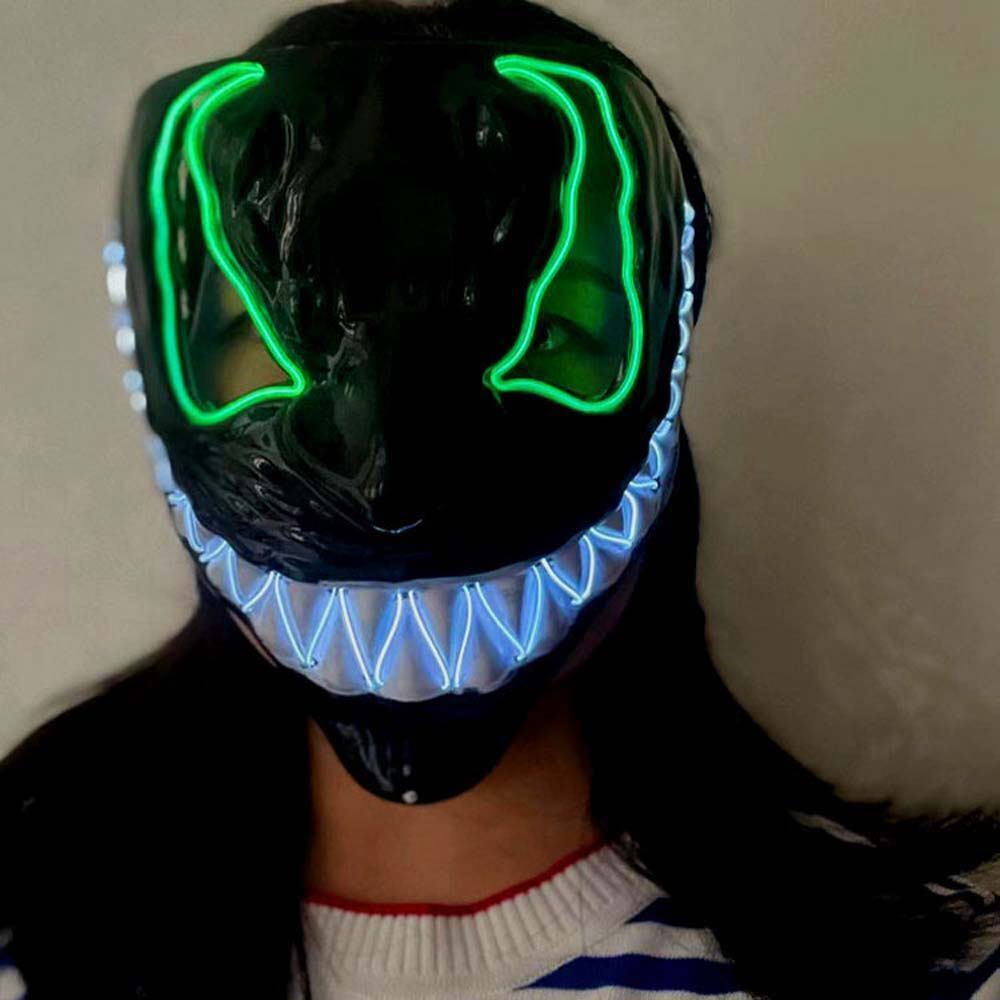 Neon LED Mask Wire Light Up Costume Purge  Party Cosplay Venom Mask Halloween