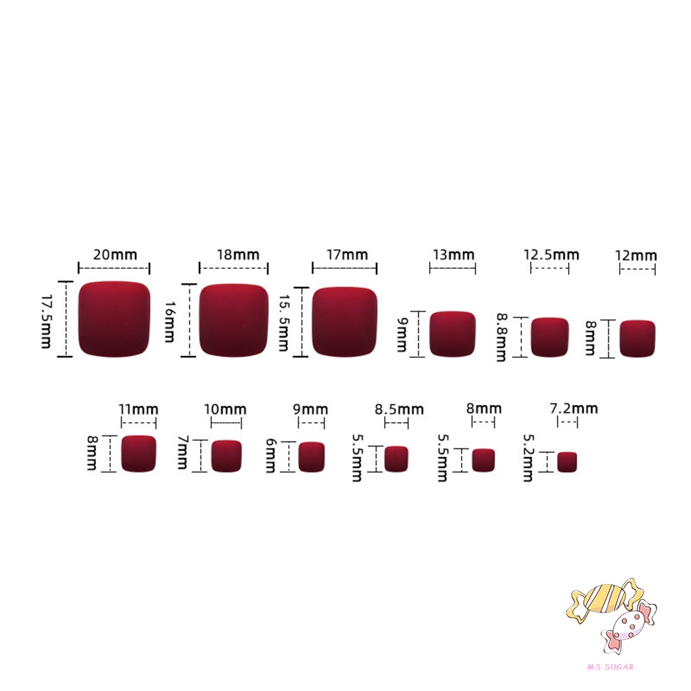 YADORNOS Nhấn vào móng chân màu đỏ trái tim giả móng tay giả móng chân giả thời trang móng chân nhân tạo