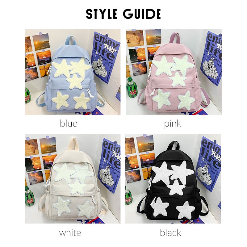 Ba Lô Đi Học In Họa Tiết Ngôi Sao Năm Cánh Dễ Thương Phong Cách Nhật Bản Cho Nữ