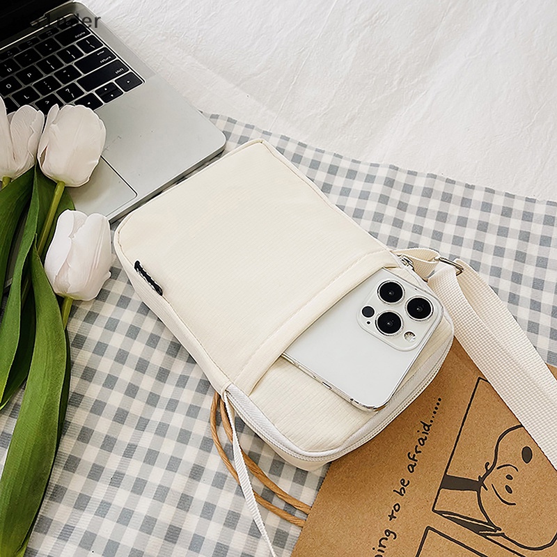 Rt đơn giản hợp thời trang macaron màu rắn vai túi vải đeo chéo thời trang đa năng zero wallet túi đựng điện thoại hình vuông samll cho bé gái n