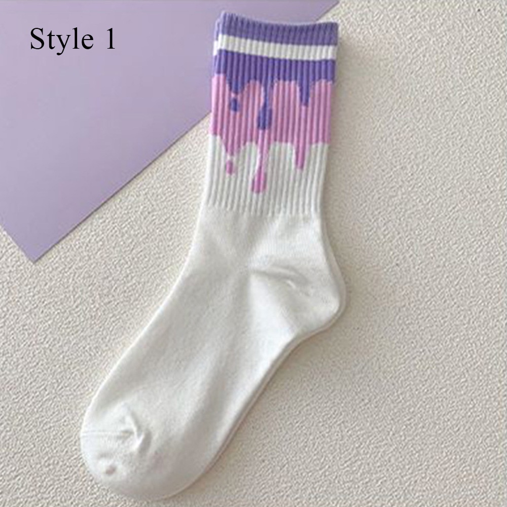 Màu tím sê-ri phụ nữ vớ dễ thương ống giữa ngắn mắt cá chân đơn giản tất cả phù hợp phim hoạt hình phong cách harajuku