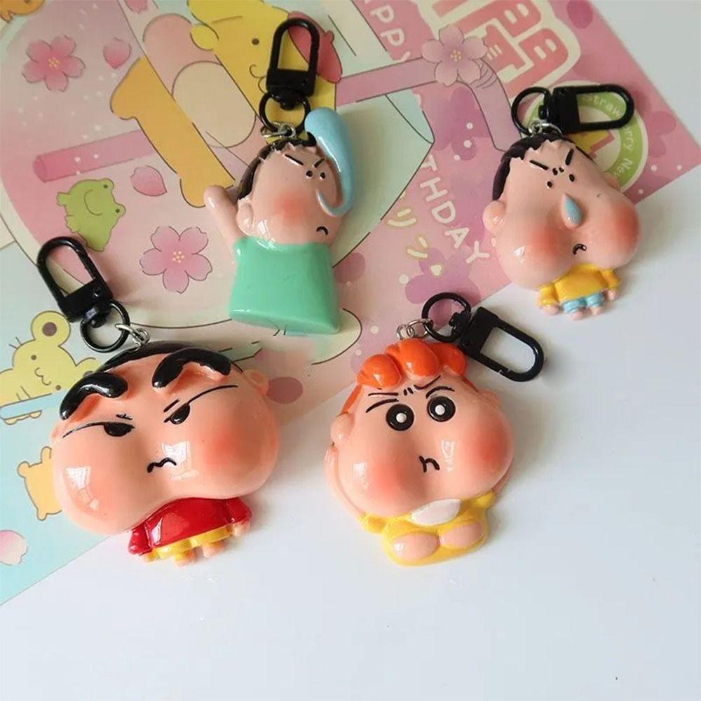 Shanrong Móc Chìa Khóa acrylic Hình shin chan Hoạt Hình Sáng Tạo Phong Cách Hàn Quốc