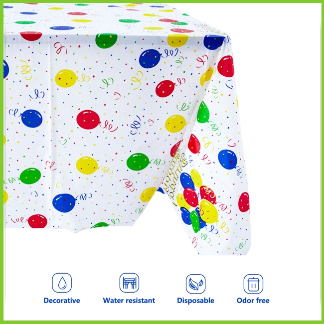 Khăn Trải Bàn Dùng Một Lần Chống Nước In Hình Bong Bóng Nhiều Màu Sắc