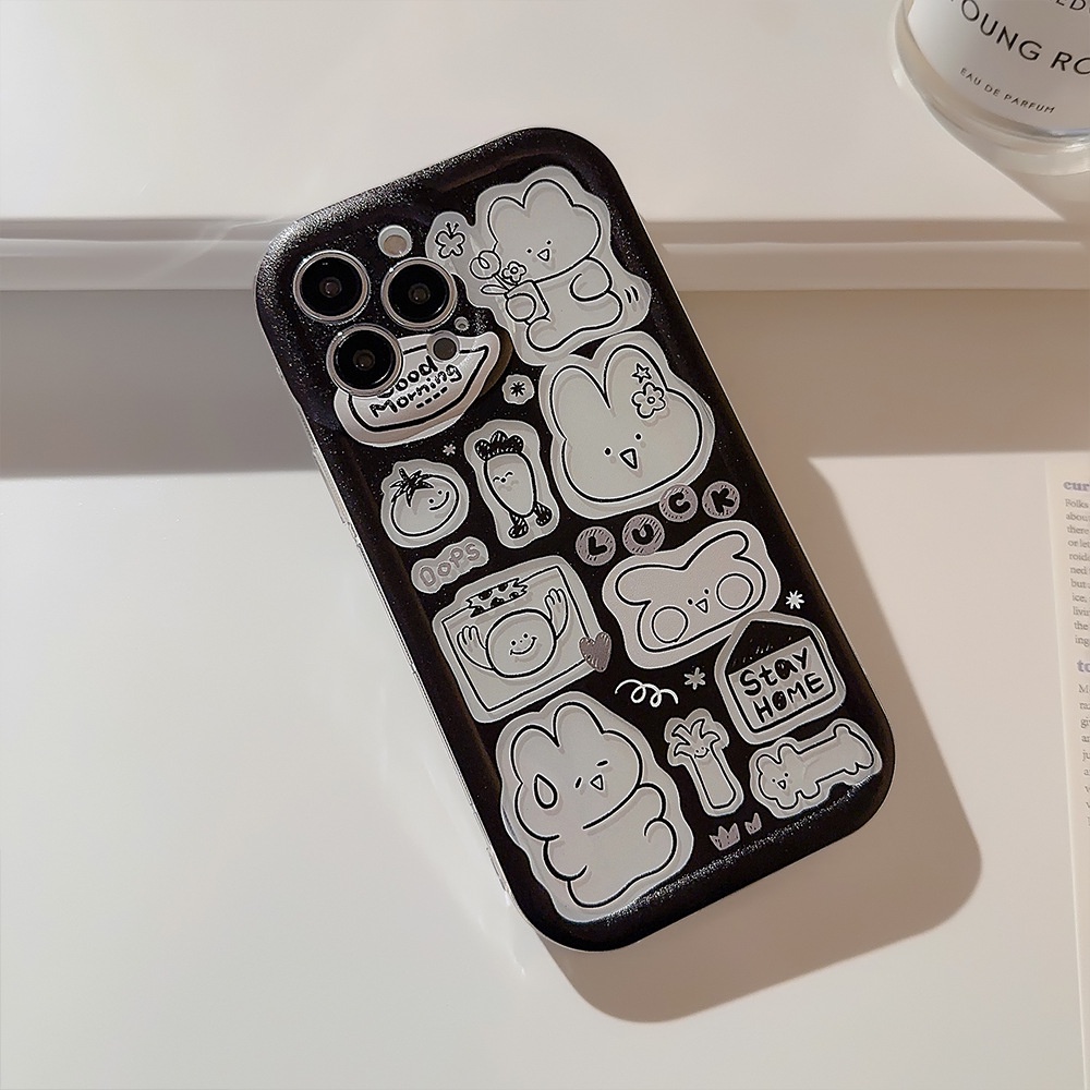 Ốp Điện Thoại Dẻo Màu Laser Trong Suốt Họa Tiết Chú Thỏ Dễ Thương Cho iPhone 14pro max 12 11 14 13-III