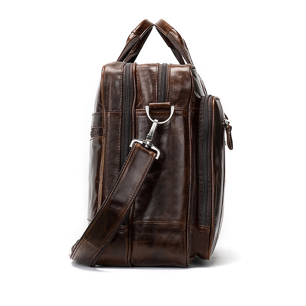 Cặp công sở đa năng để vừa laptop 17in DA BÒ THẬT - BEE GEE 5523A