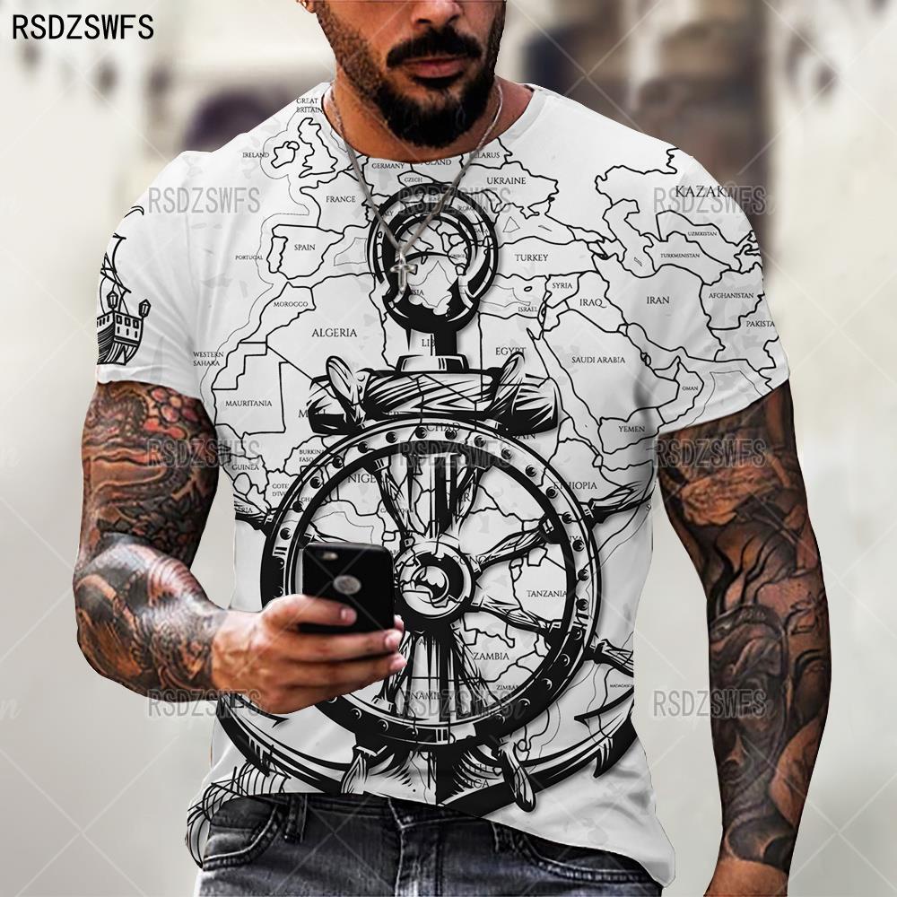 Áo Thun Tay Ngắn Cổ Tròn Dáng Rộng In Hình Mỏ Neo Thời Trang Mùa Hè Cho Nam XXS-5XL