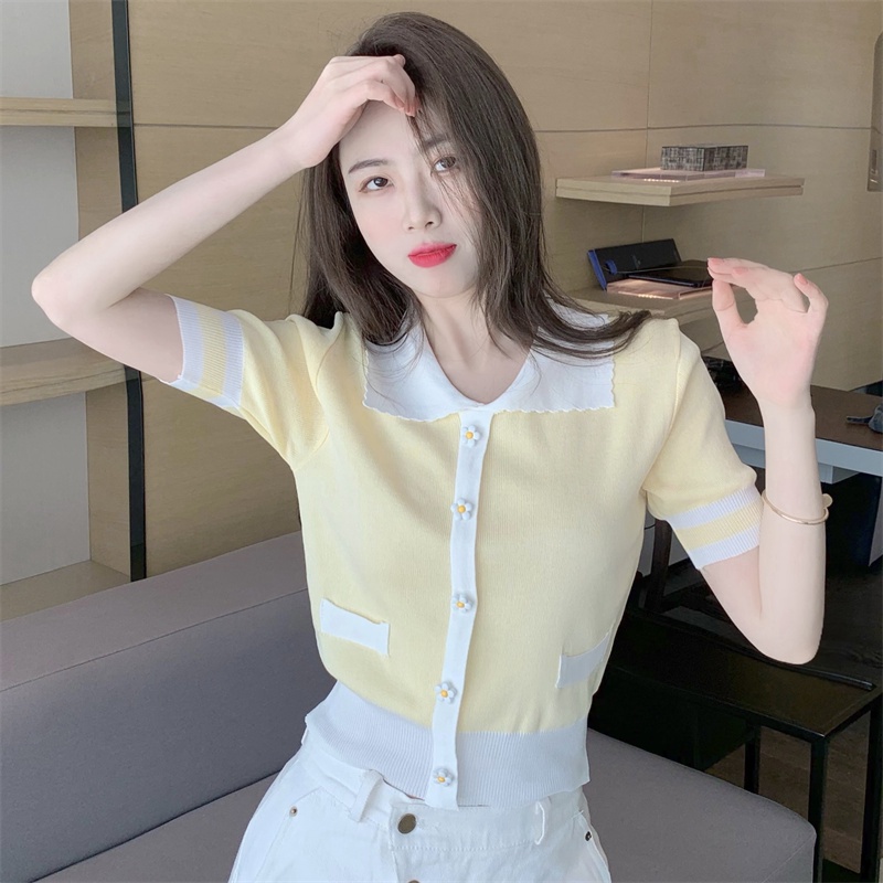 Áo polo Tay Ngắn Dáng Rộng In Họa Tiết Độc Đáo Phong Cách Hàn Quốc Thời Trang Cho Nữ