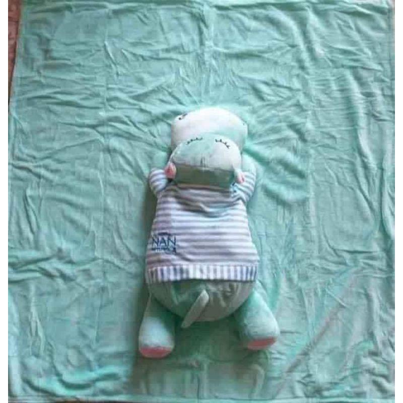 Bộ chăn gấu hàng khuyến mãi hình hà mã xanh,chim cánh cụt, hươu vàng, voi