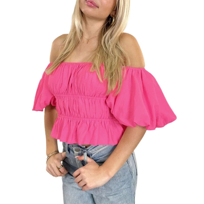 Áo Voan Tay Phồng Ngắn Thời Trang Mùa Hè Cho Nữ