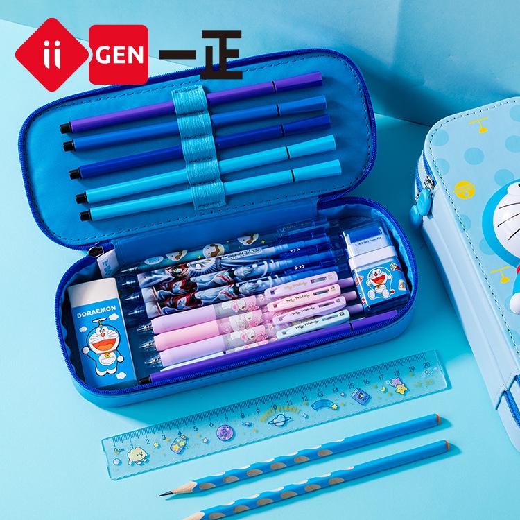 Sanrio Túi Đựng Bút Bằng PU Sức Chứa Lớn Hình Hello Kitty Cinnamoroll Melody Doraemon