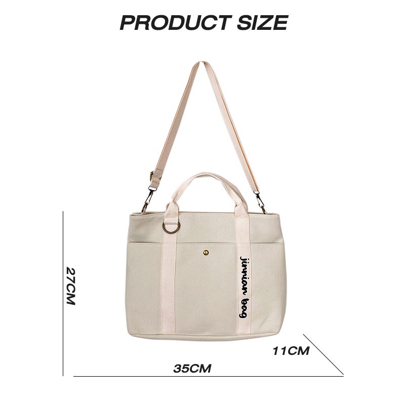 MISCHA Túi Xách canvas Màu Trơn Sức Chứa Lớn Phong Cách Nhật Bản Mới Cho Nữ