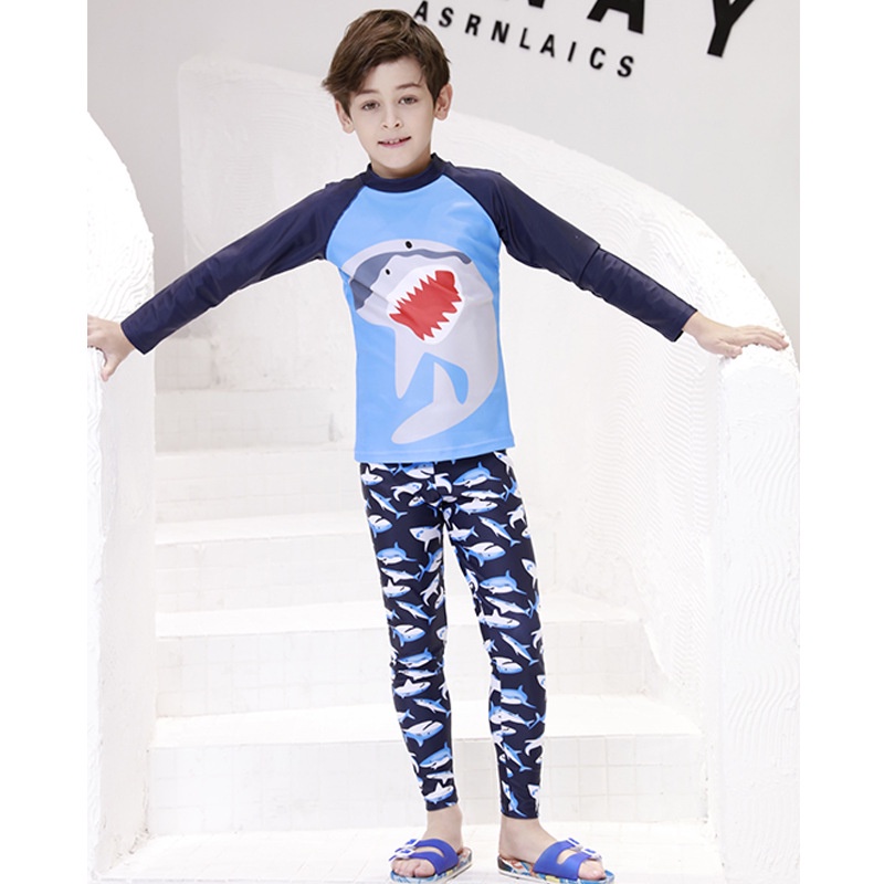 Đồ bơi trẻ em, cho bé trai và bé gái, tay dài quần dài chống nắng, họa tiết hoạt hình có size cho bé từ 10kg đến 35kg