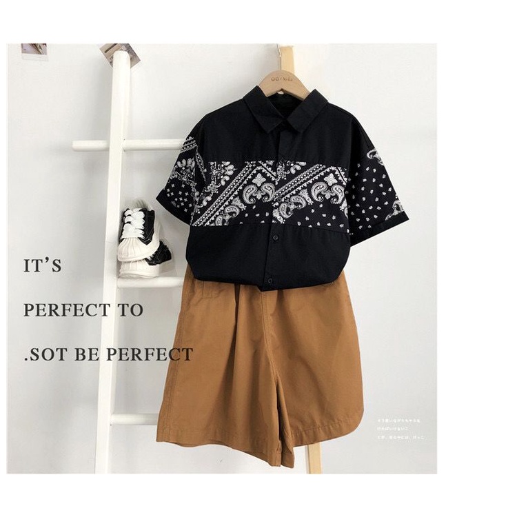 Áo sơ mi bé trai số đại,Áo Sơ Mi Cotton Ngắn Tay In Họa Tiết Thời Trang Mùa Hè Hàn Quốc Dành Cho Bé Trai 2-14 tuổi