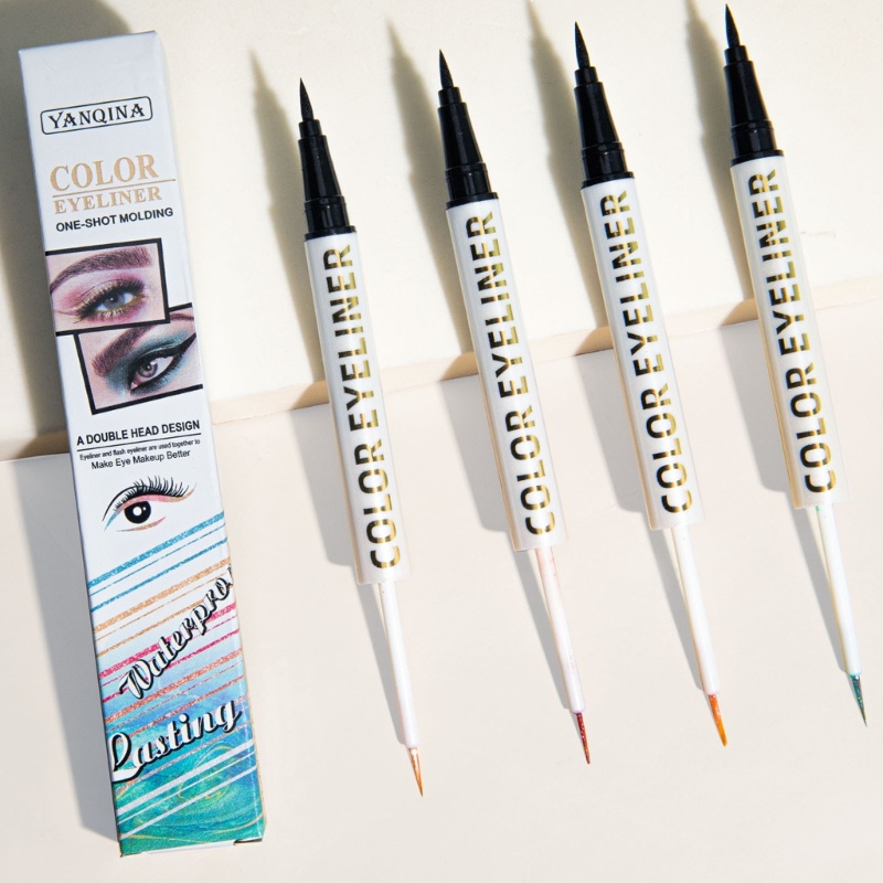 1 Bút Kẻ Mắt Dạng Lỏng Ánh Nhũ Lấp Lánh Hai Màu Sắc Thời Trang