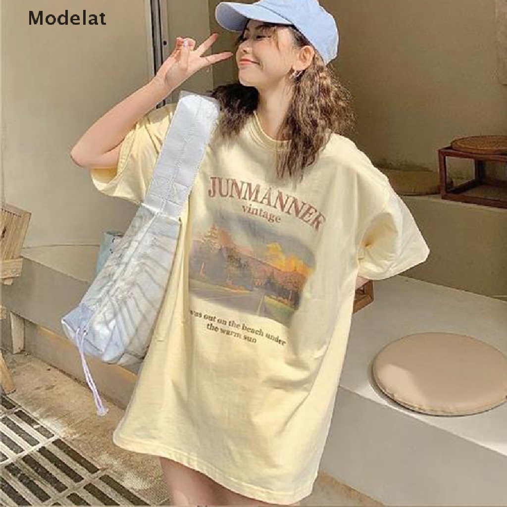 Áo Thun Tay Ngắn Cổ Tròn Dáng Rộng In Họa Tiết Thời Trang Mùa Hè Phong Cách Harajuku Cho Nữ