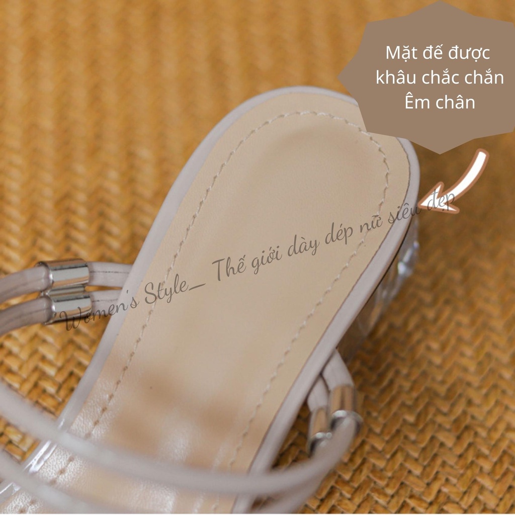 Sandal 2 dây gót trong 4 phân quai bèo đi được 2 kiểu màu trắng chuẩn size 35-39 mã TD28