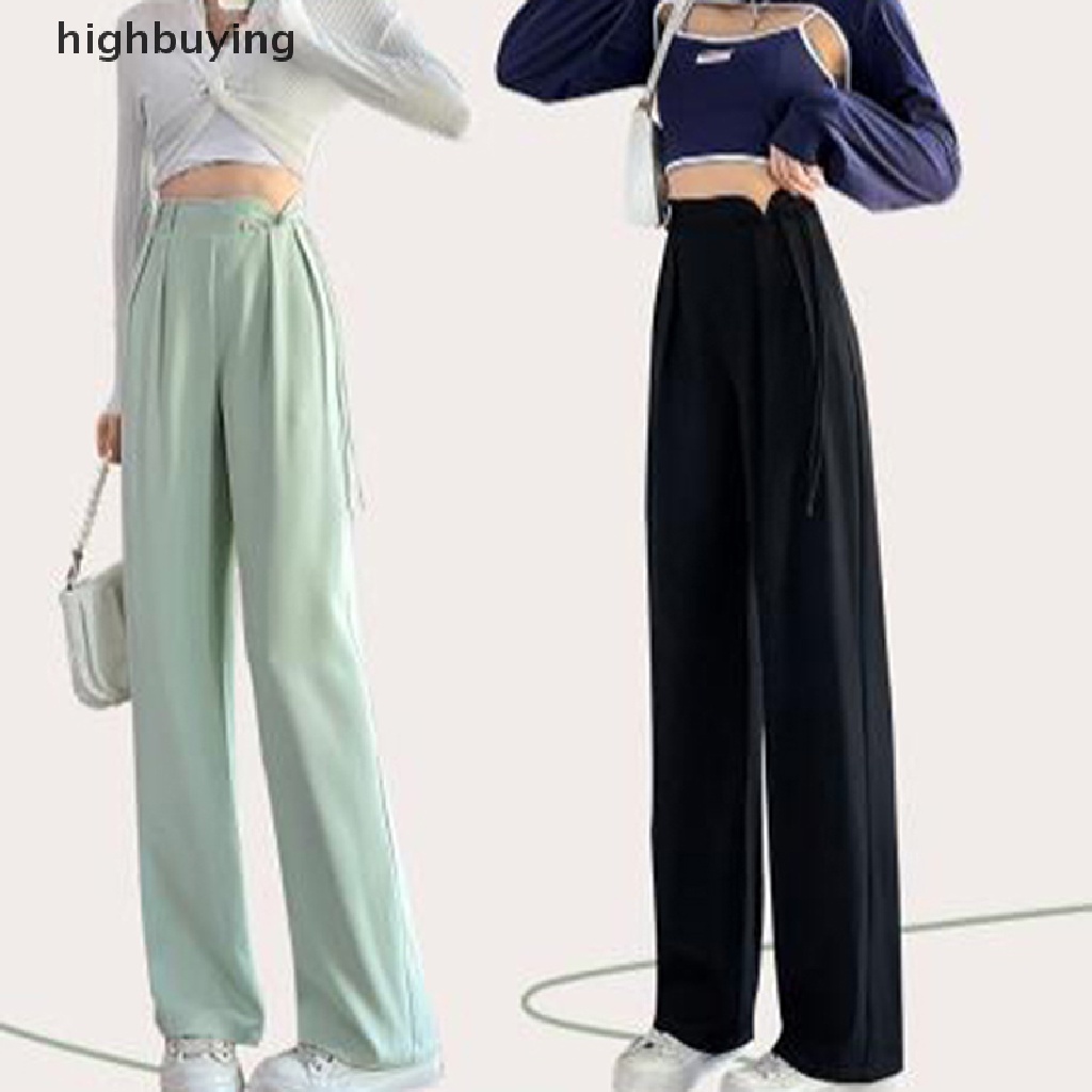 Quần ống rộng Lưng Cao Màu Trơn Phối Túi Thời Trang 2023 Cho Nữ