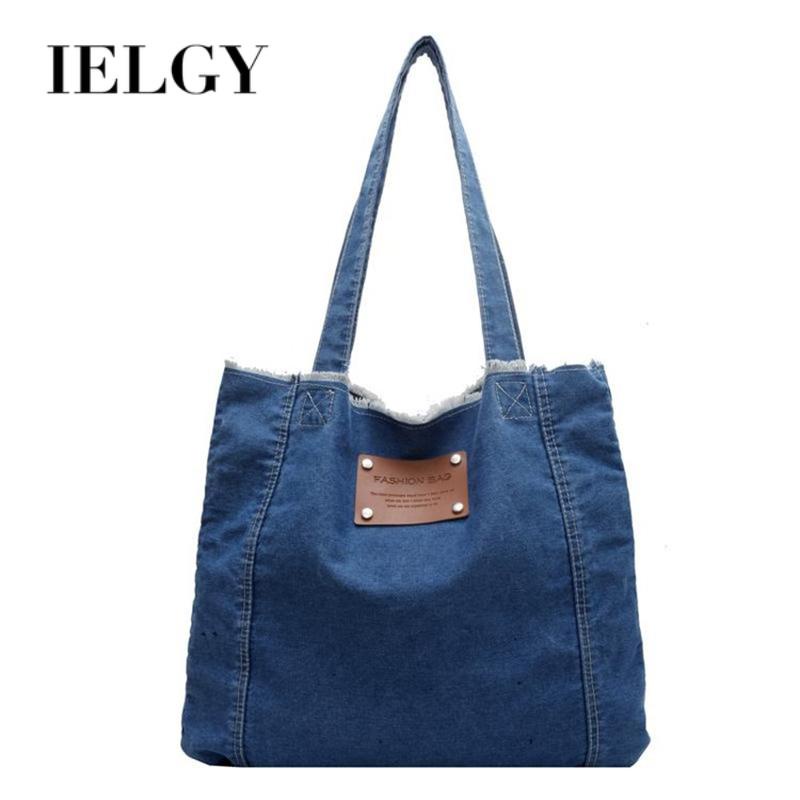Túi tote Đeo Vai Vải denim Sức Chứa Lớn Thời Trang Hàn Quốc Dễ Phối Đồ Cho Nữ