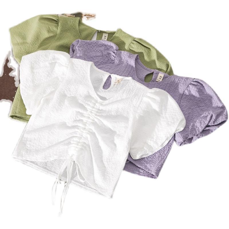 [Phong Cách Mới Đặc Biệt Offer] ~ Áo Sơ Mi Ngắn Tay Phồng Cỡ Lớn Cho Bé Gái