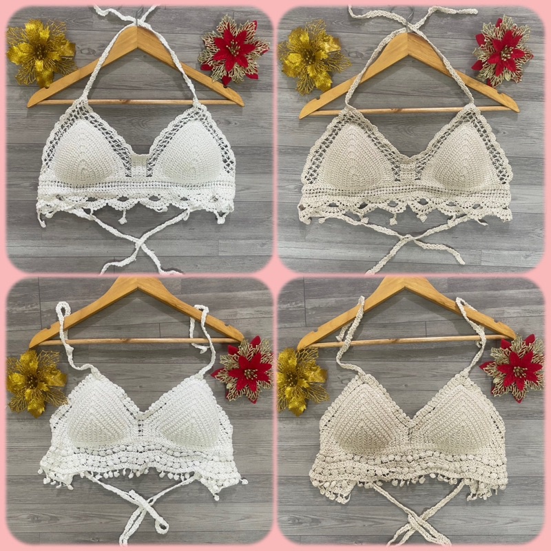 [Nhiều mẫu]-Bra len móc bikini đi biển đồ bơi mùa hè 2023