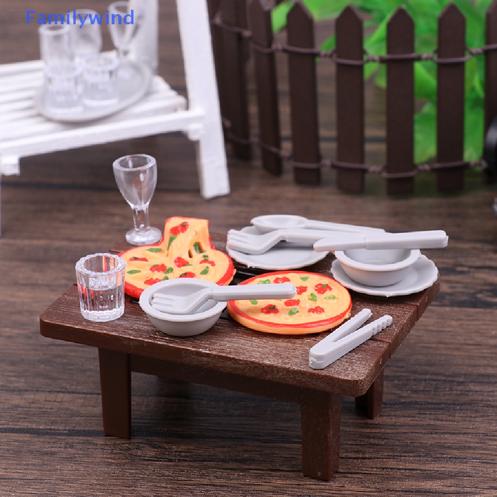 1 Bộ Bàn Ăn + Muỗng + Nĩa + Khay Nướng Bbq Trang Trí Nhà Búp Bê Tỉ Lệ 1: 12