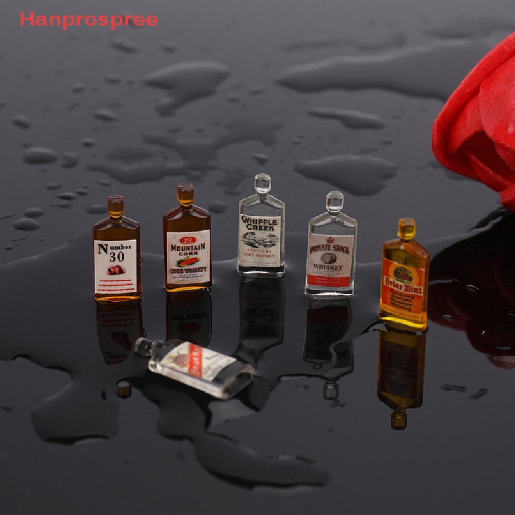 Set 6 Chai Rượu Mini Tỉ Lệ 1: 12 Dùng Để Trang Trí Nhà Búp Bê