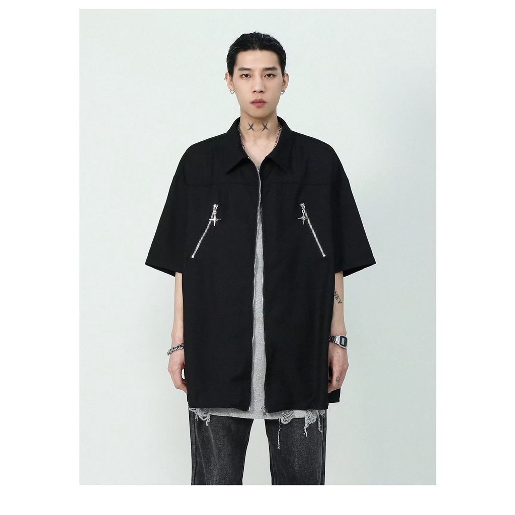 Áo Sơ Mi Tay Ngắn Dáng Rộng Màu Trơn Phong Cách Nhật Bản Thời Trang Mùa Hè Hàng Mới Dành Cho Bạn Nam