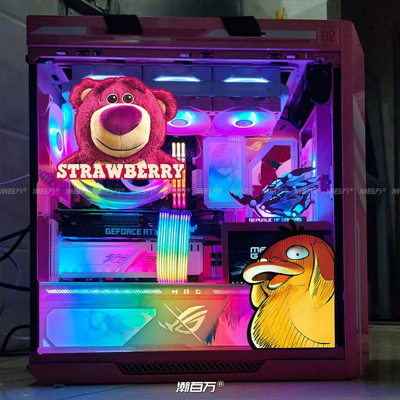 Strawberry Bear Cartoon Car Stickers Trunk Electric Car Decal Car Window Cute Decorative Stickers Car Waterproof Sticker fLIr